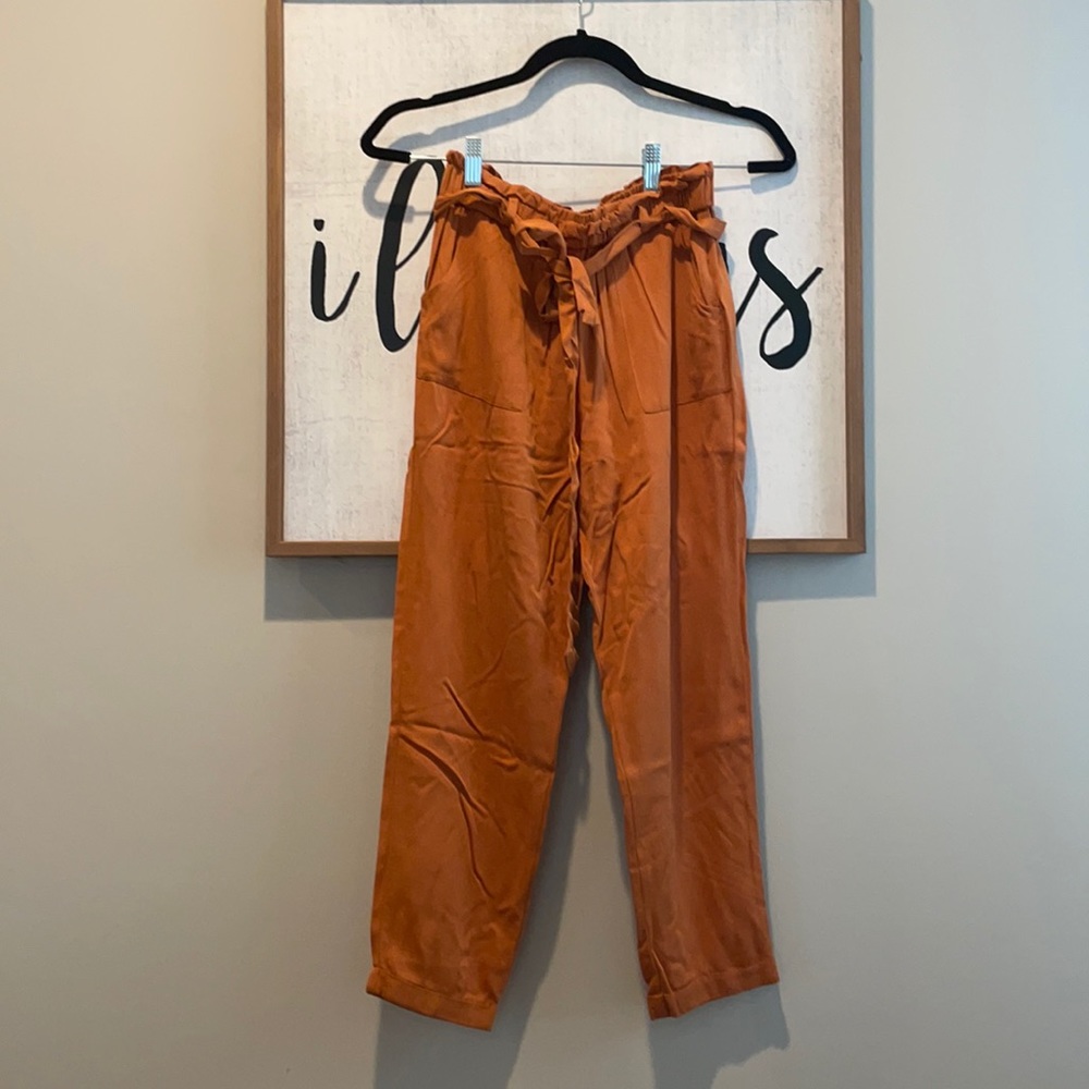 Burnt orange high wasted dress capris